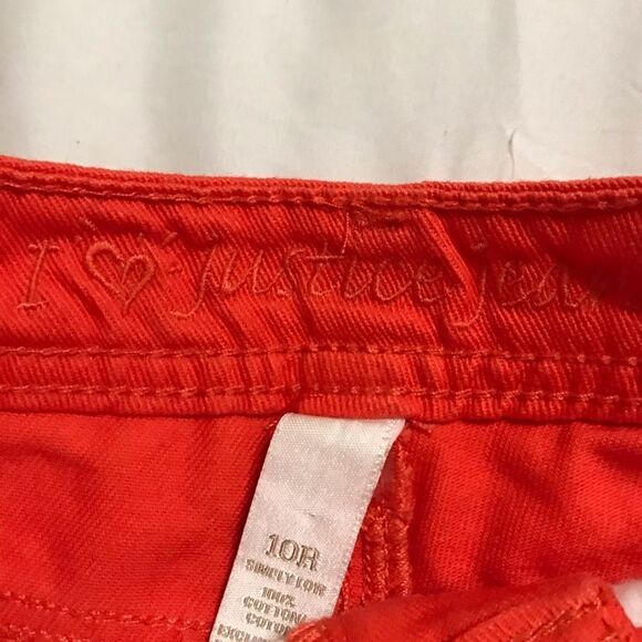 Justice Orange Skinny Low Rise Jean Shorts 10R - Picture 4 of 8